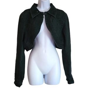 Crop denim studded jacket women's XL black Venezia Attractive Bolero